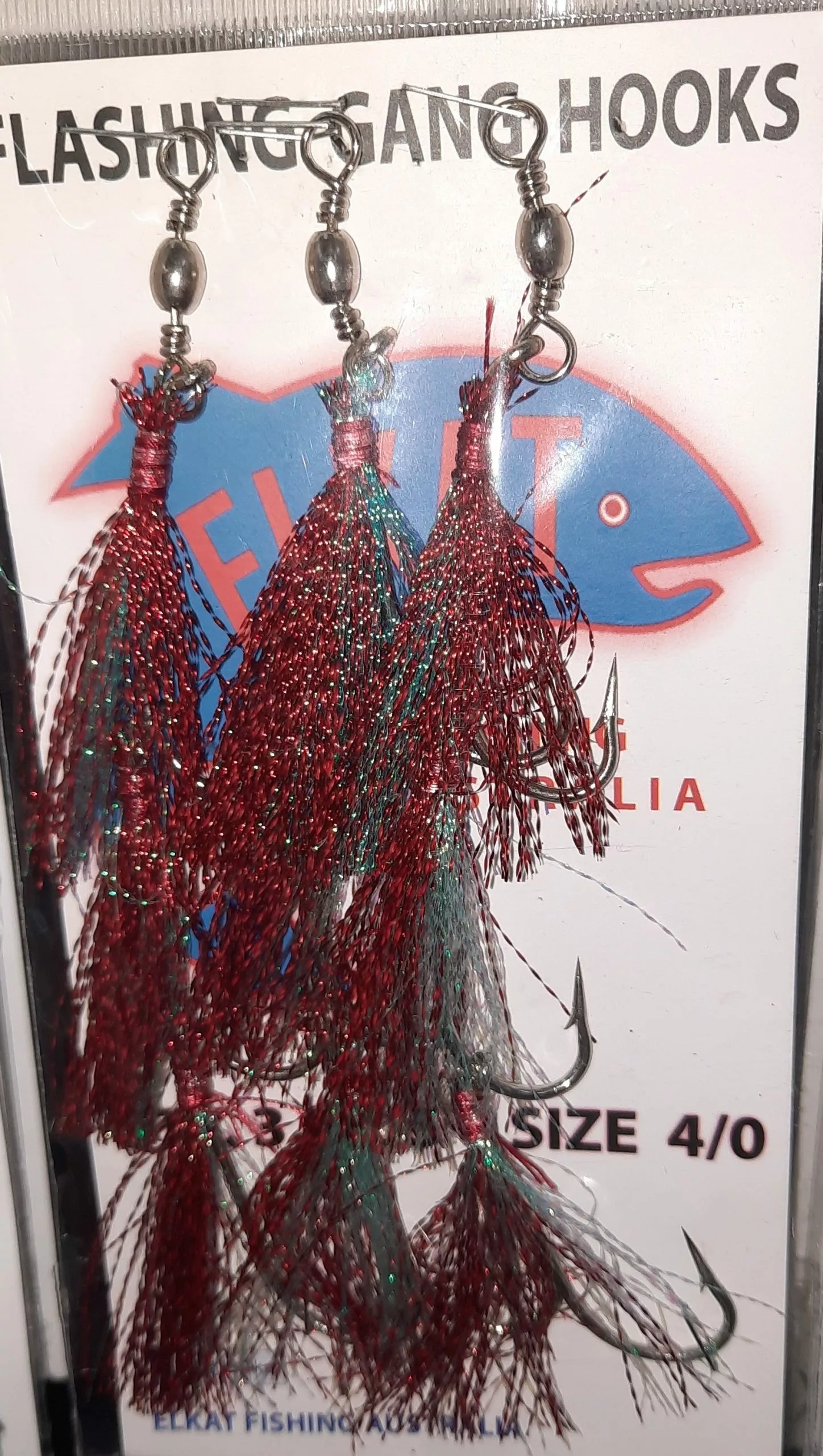 Elkat STD Flasher Dressed Pre Ganged Hook Sets 4/0 1 Elkat STD Flasher Dressed Pre Ganged Hook Sets 4/0