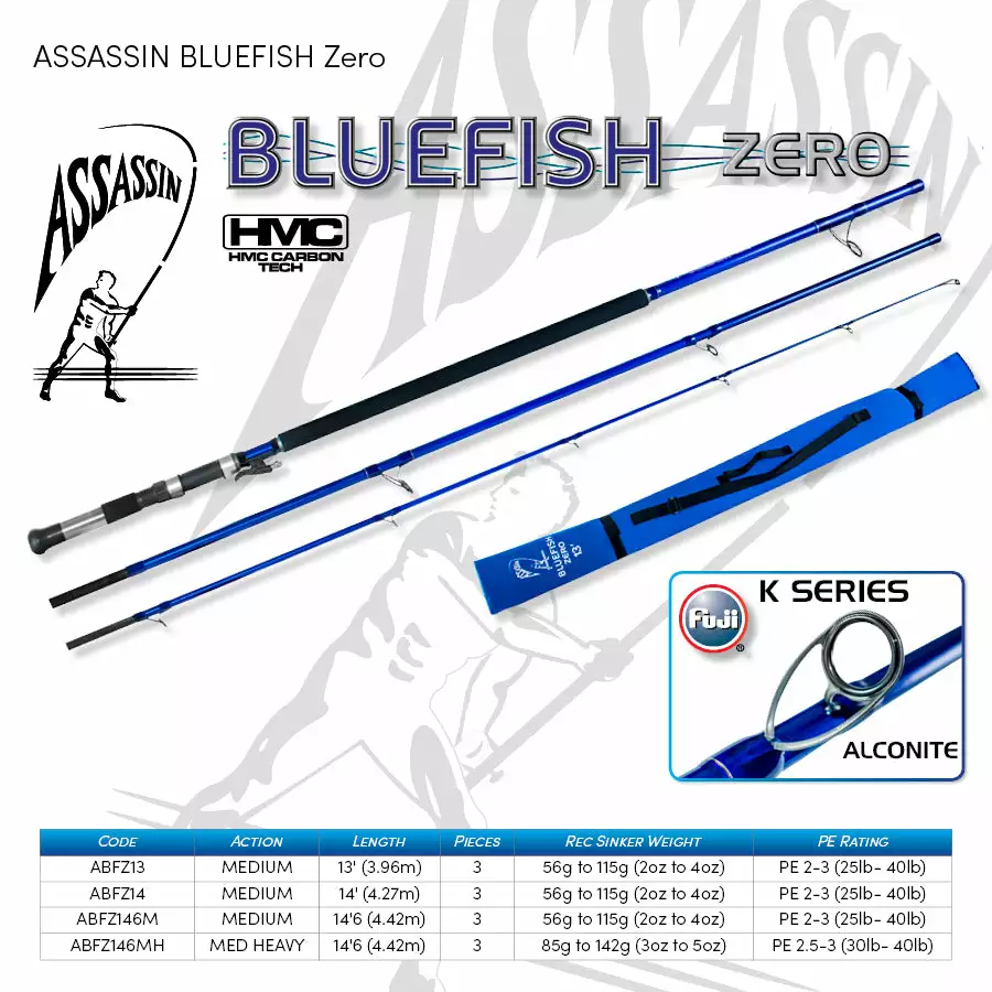Assassin Bluefish Zero Rod 14'6ft Medium 2-4oz 1 Assassin Bluefish Zero Rod 14'6ft Medium 2-4oz