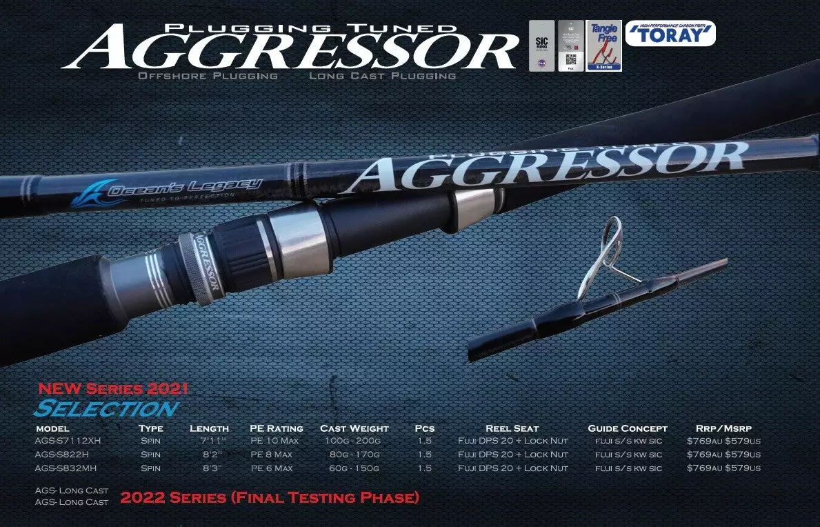 Oceans Legacy Aggressor Rod 832MH PE 6 - Spin 1 Oceans Legacy Aggressor Rod 832MH PE 6 - Spin