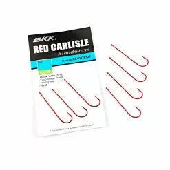 BKK Red Carlise Long Shank Bloodworm Hook Bulk Value Pack