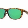 Costa Del Mar Kiwa Matte Retro Tortoise Frame Polarised Lens Performance Sunglasses - Green Mirror 580G