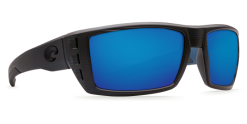Costa Del Mar Rafael Matt Black Frame Polarised Sunglasses - Blue Mirror 580G