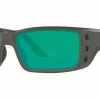 Costa Permit Matte Grey Frame Polarised Sunglasses - Green Mirror 580G