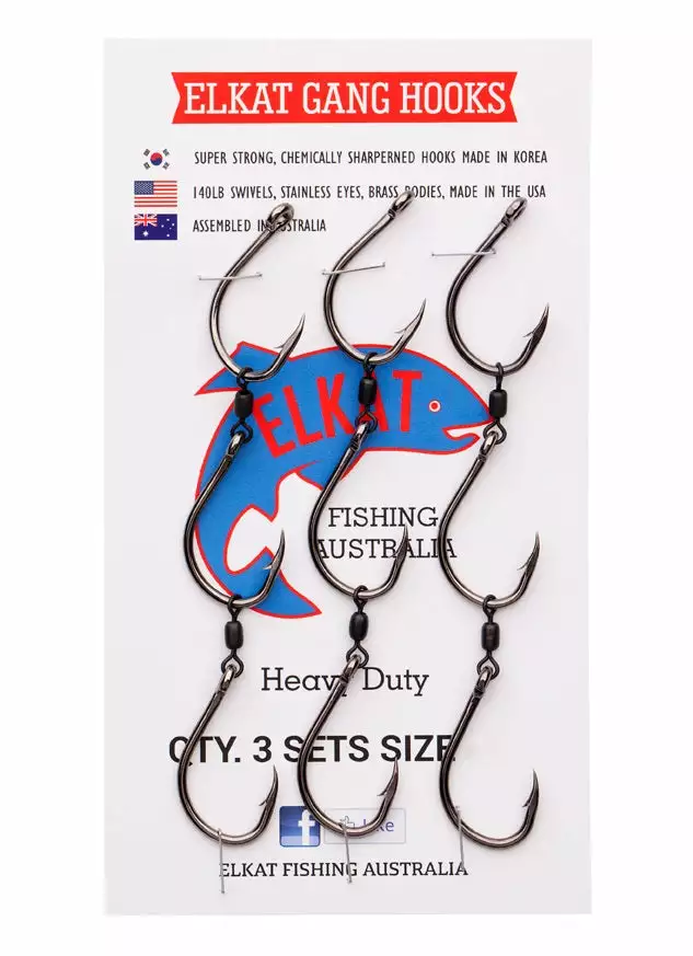 Elkat Heavy Duty Pre Ganged Korean Swivel Gang Hook Sets 1 Elkat Heavy Duty Pre Ganged Korean Swivel Gang Hook Sets