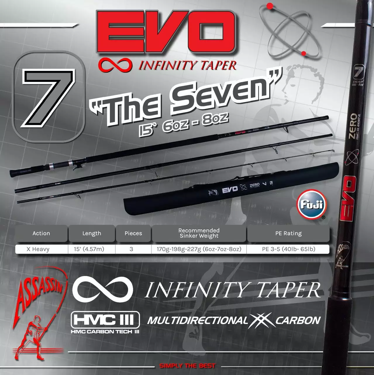 Assassin Evo Zero Infinity Taper Rod AEZ15XH #7 1 Assassin Evo Zero Infinity Taper Rod AEZ15XH #7