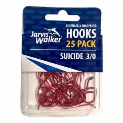 Jarvis Walker Bulk Value 25 Pack Chemically Sharpened Red Beak Suicde Octopus Hook