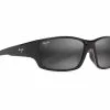 Maui Jim Local Kine Shiny Black-Grey-Maroon Frame Neutral Grey Glass Lens Polarised Performance Sunglasses