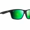 Maui Jim Makoa Matte Black Frame Maui Green Glass Lens Polarised Performance Sunglasses