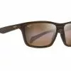 Maui Jim Makoa Matte Brown Wood Grain Frame HCL Bronze Glass Lens Polarised Performance Sunglasses