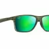 Maui Jim Onshore Olive Stripe Fade Frame Maui Green Glass Lens Polarised Performance Sunglasses