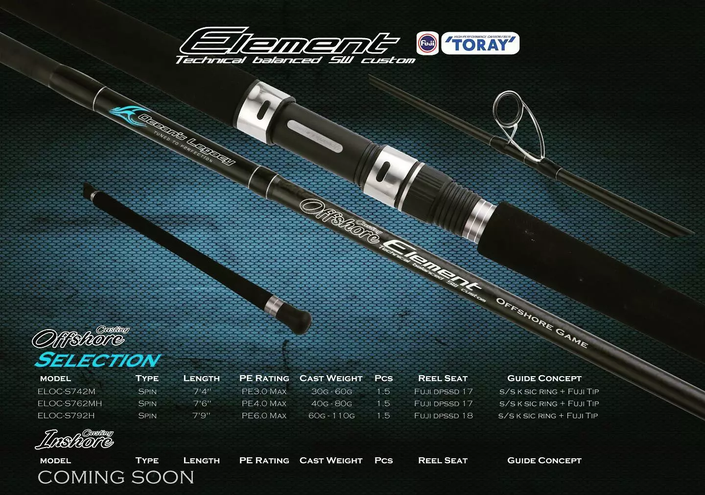 Oceans Legacy Element Casting Offshore Rod S762MH PE4 1 Oceans Legacy Element Casting Offshore Rod S762MH PE4