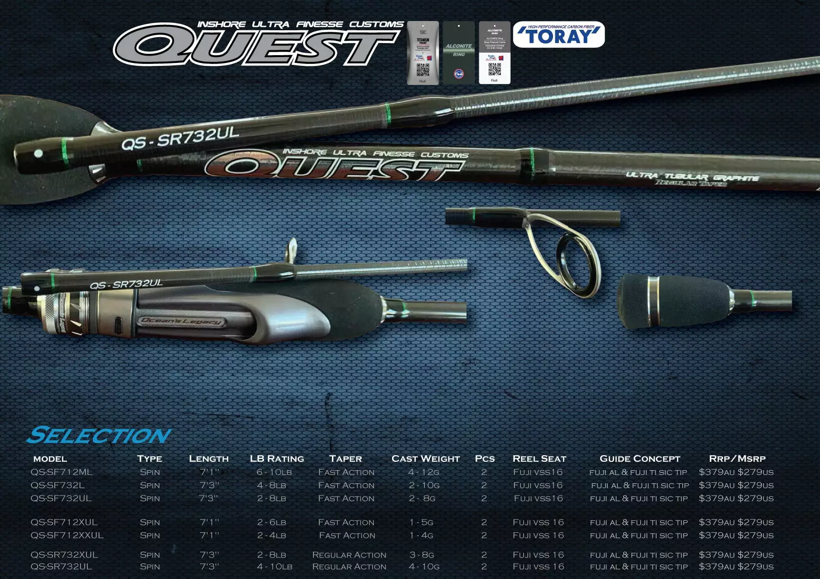 Oceans Legacy Quest Rod QS-SR732UL 4-10lb 1 Oceans Legacy Quest Rod QS-SR732UL 4-10lb