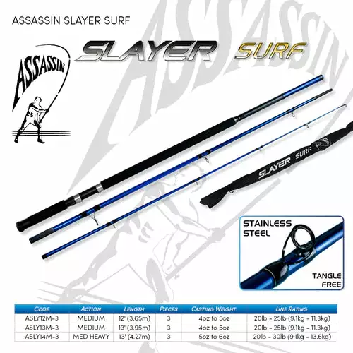 Assassin Slayer Surf Rod 10ft 2pce Long Butt Spin ASLY10LB-2 1 Assassin Slayer Surf Rod 10ft 2pce Long Butt Spin ASLY10LB-2