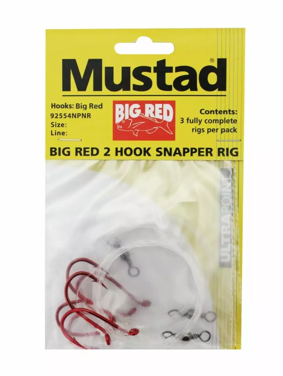 Mustad Big Red 2 Hook Snapper Rigs - 3 Pack 3 Mustad Big Red 2 Hook Snapper Rigs - 3 Pack - Image 3